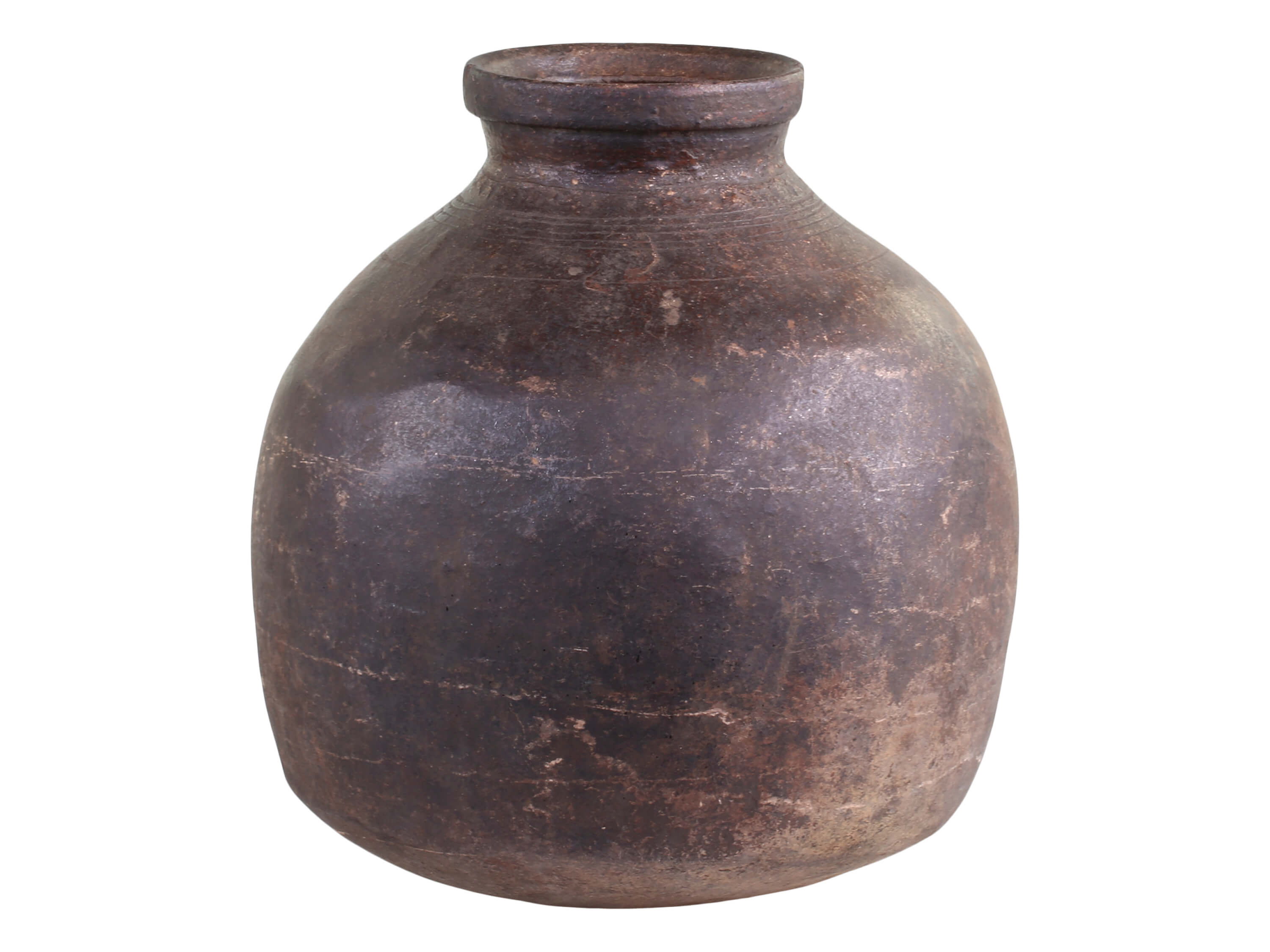 Cut out of vintage clay pot on white background