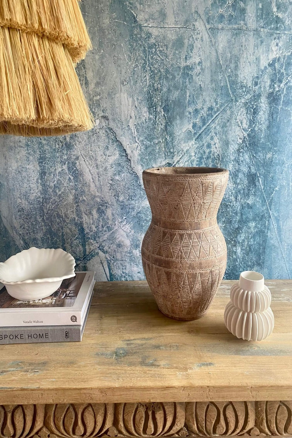 pleated white vase