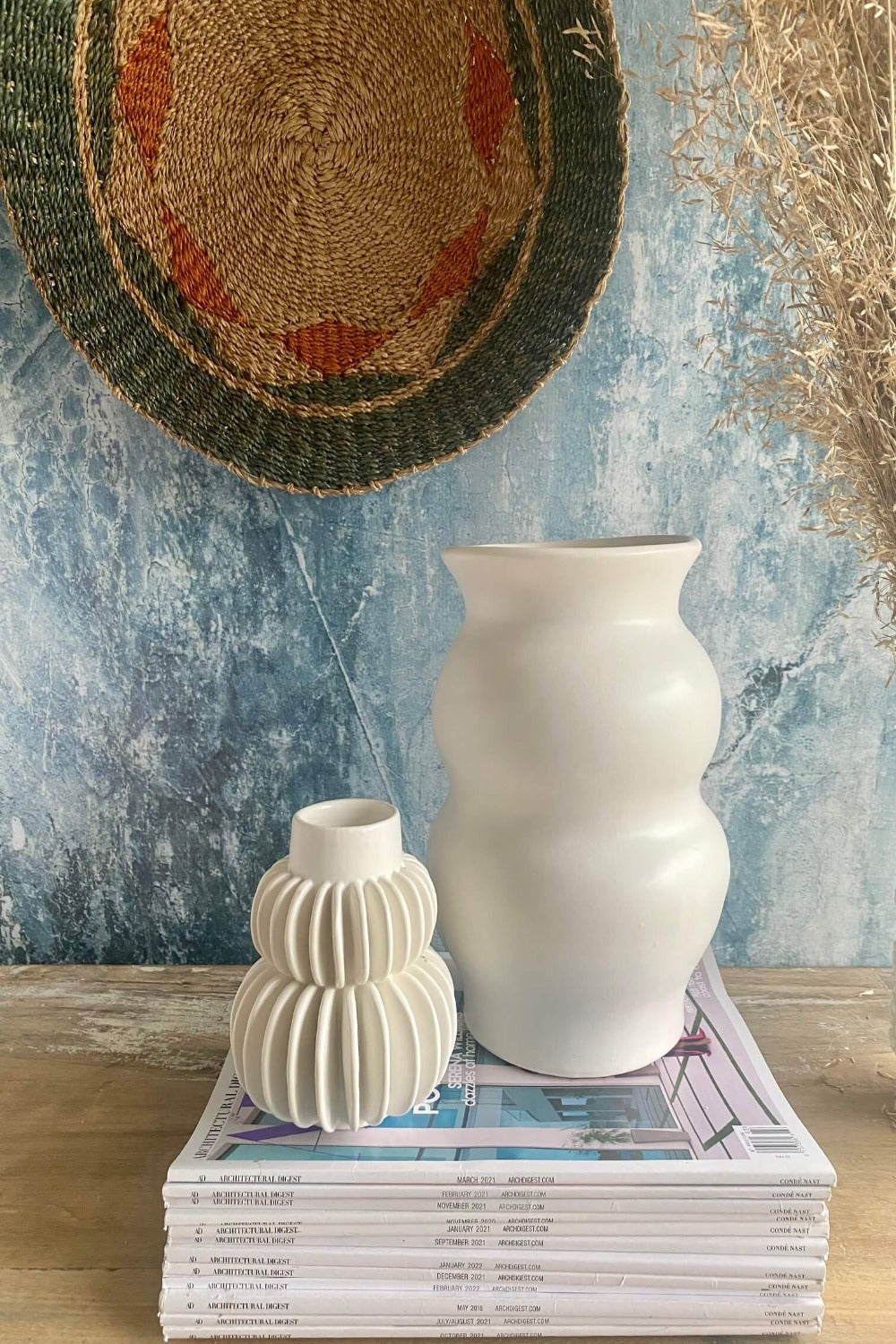 pleated white vase