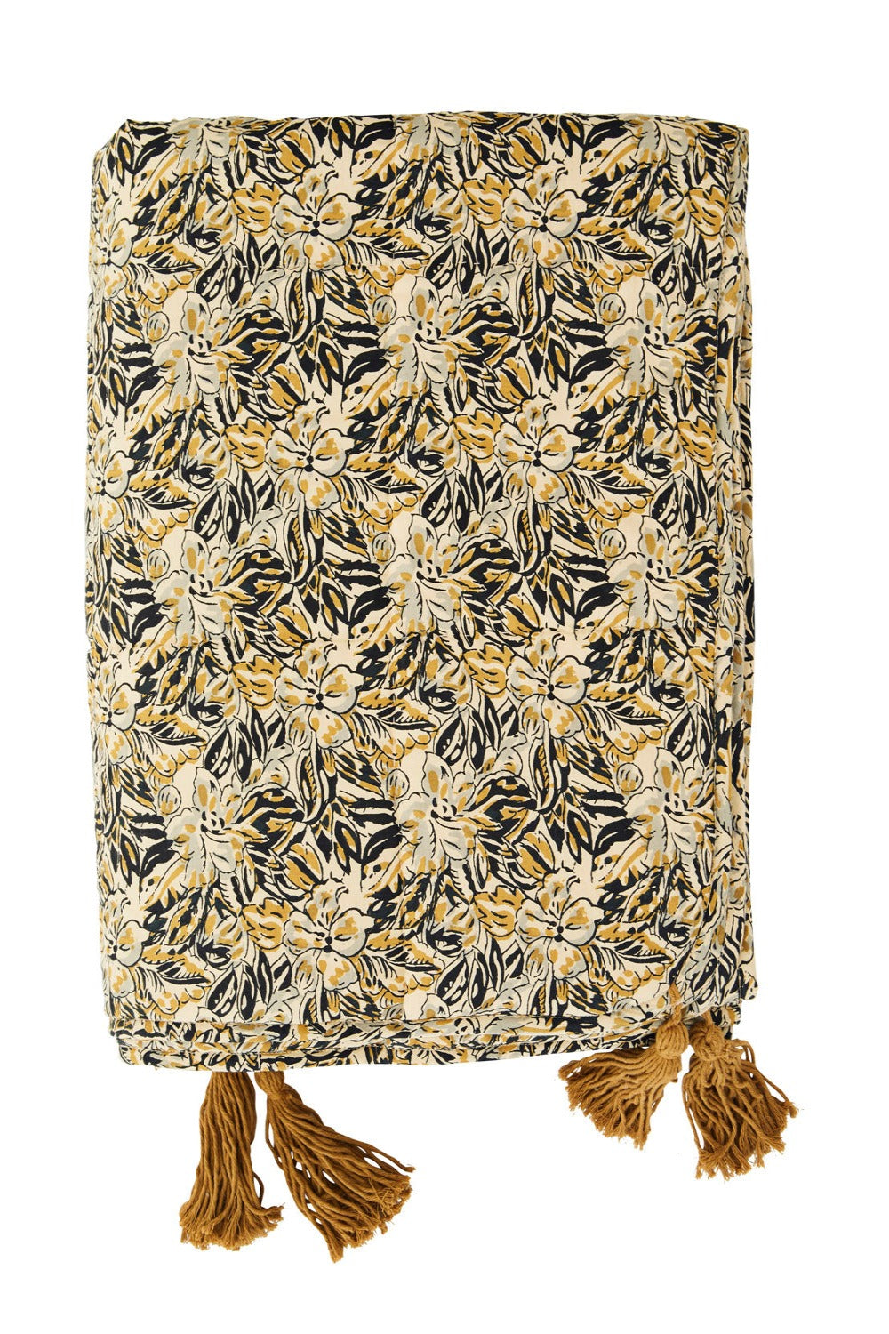 Floral Printed Throw With Tassels
