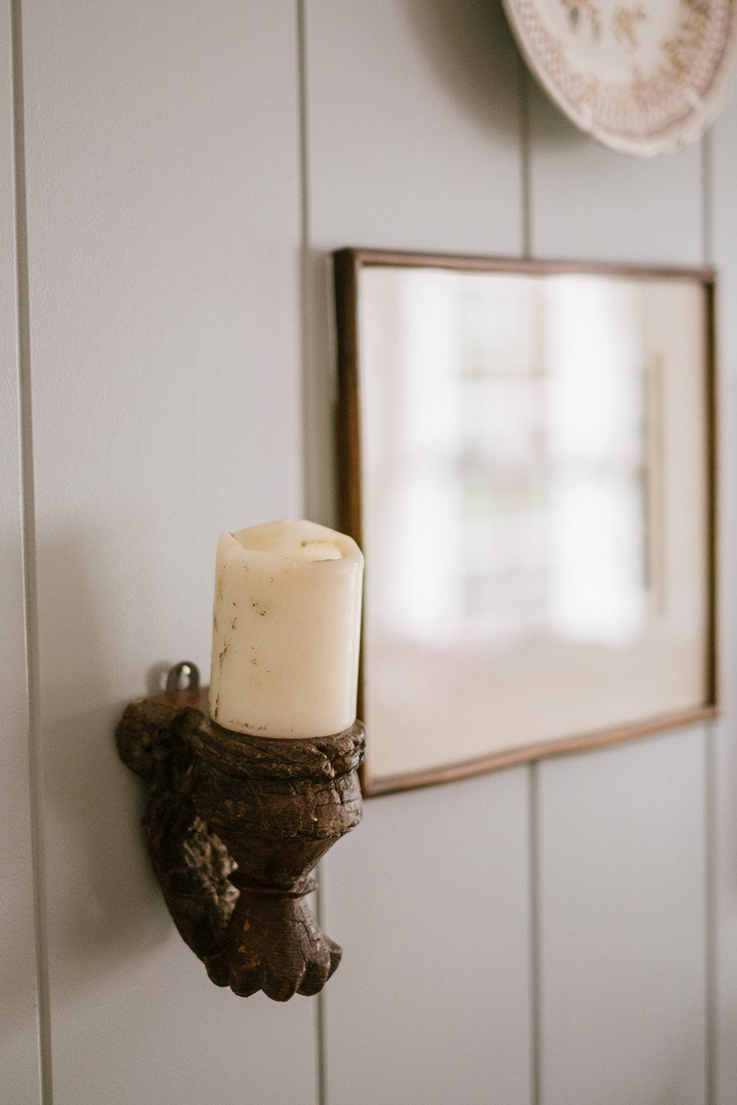 reclaimed wood wall-mounted candle holder