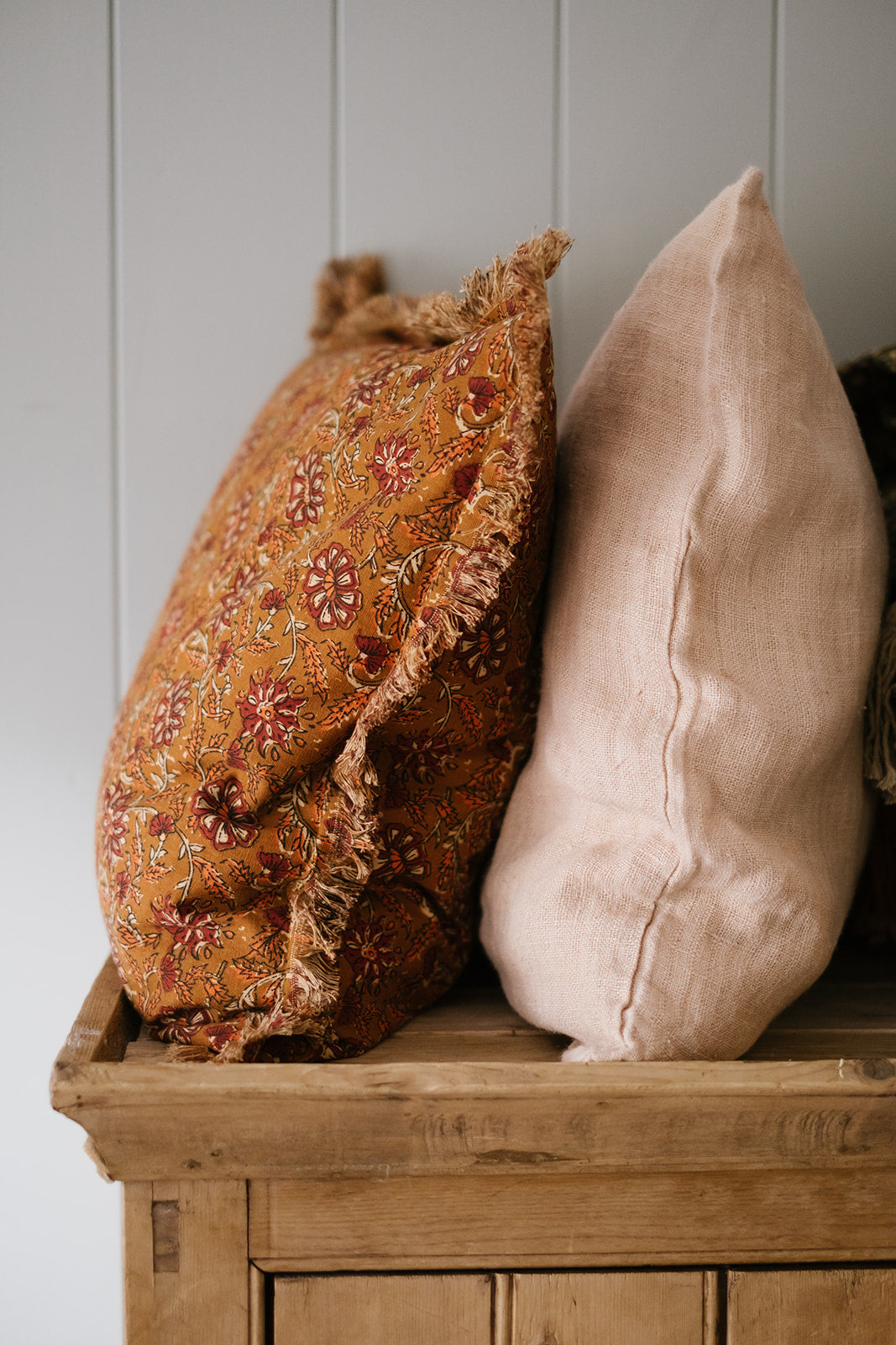 rustic linen cushion, nude pink - Amber + Willow