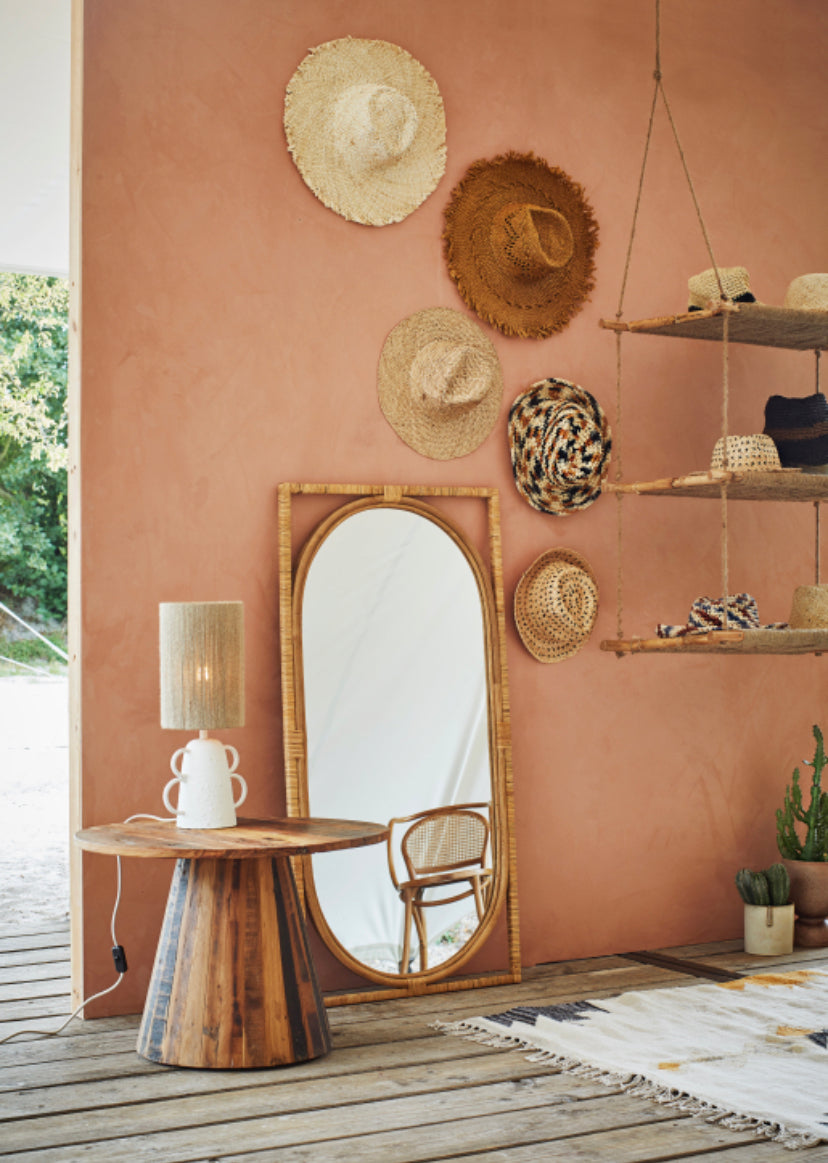 Full length rattan mirror