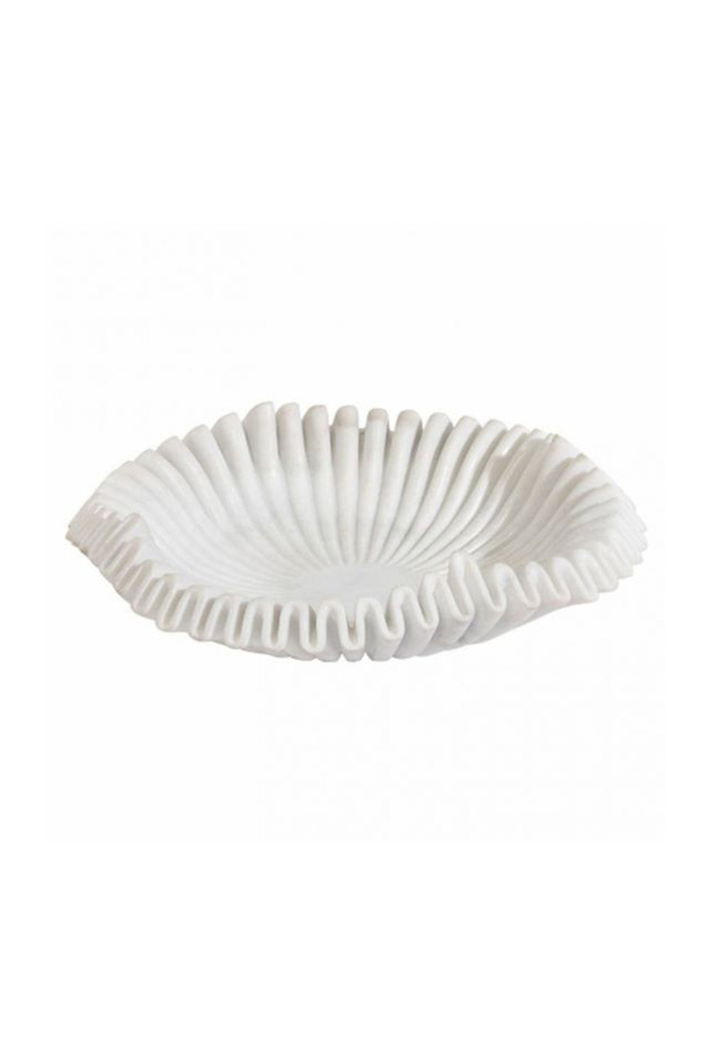 Cut out of ruffled marble bowl on white background
