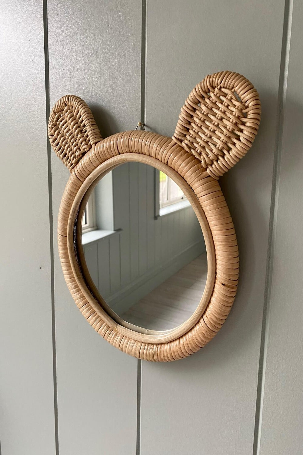Wicker and cane mirror