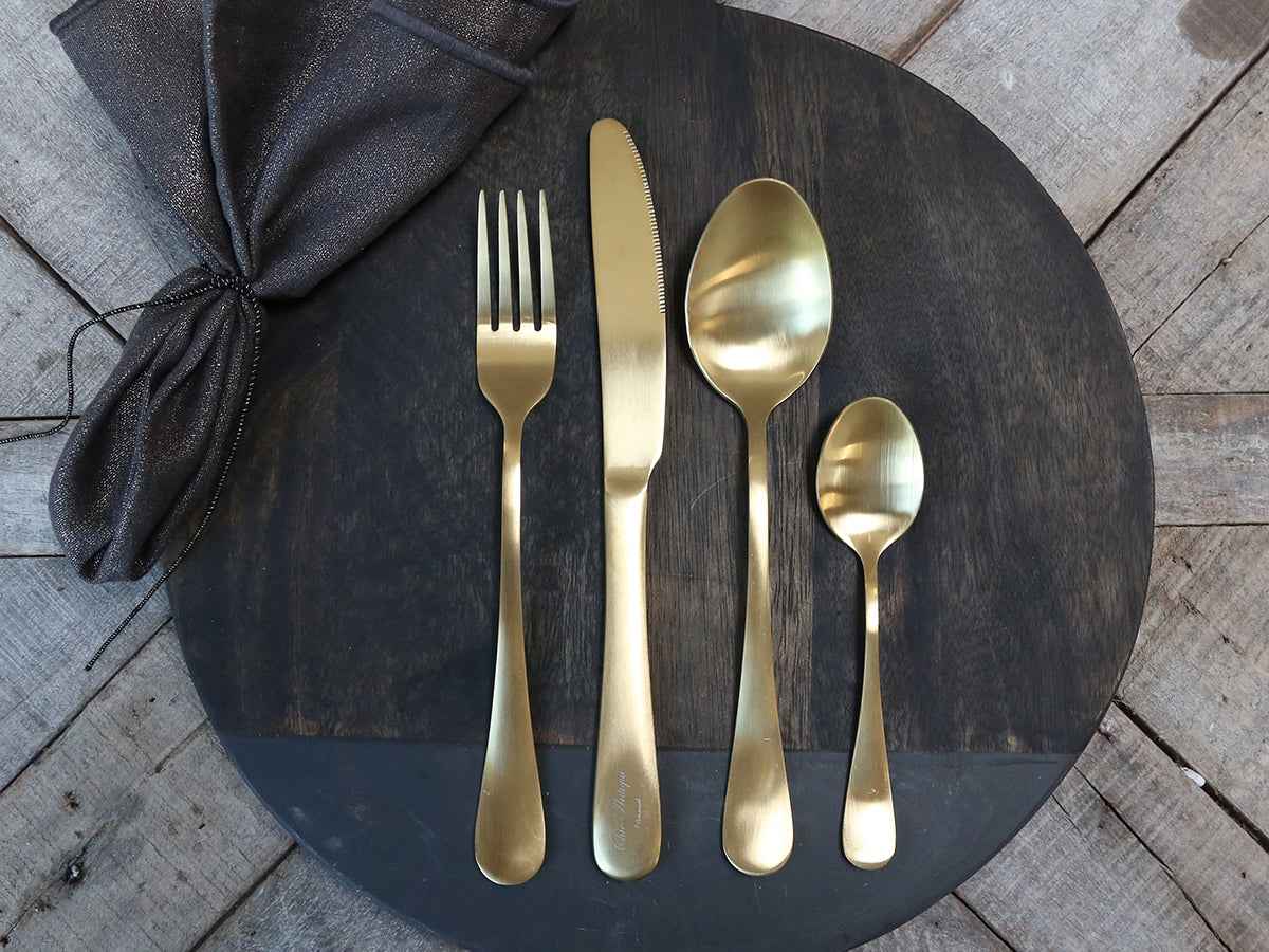 matte gold cutlery, set of four
