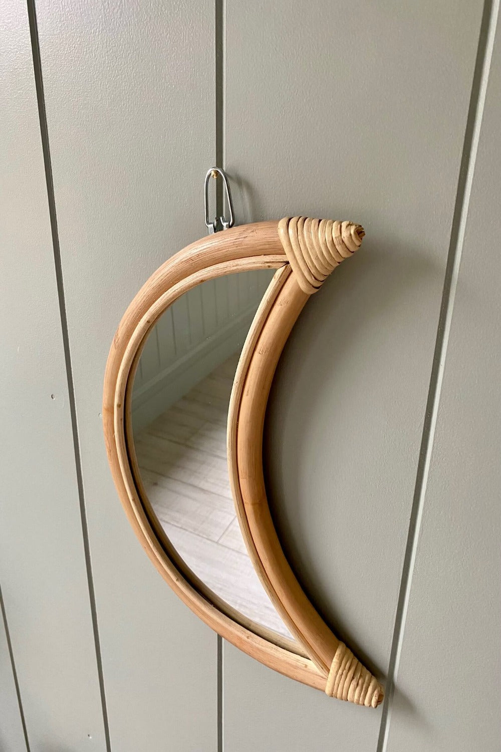 Wicker and cane mirror