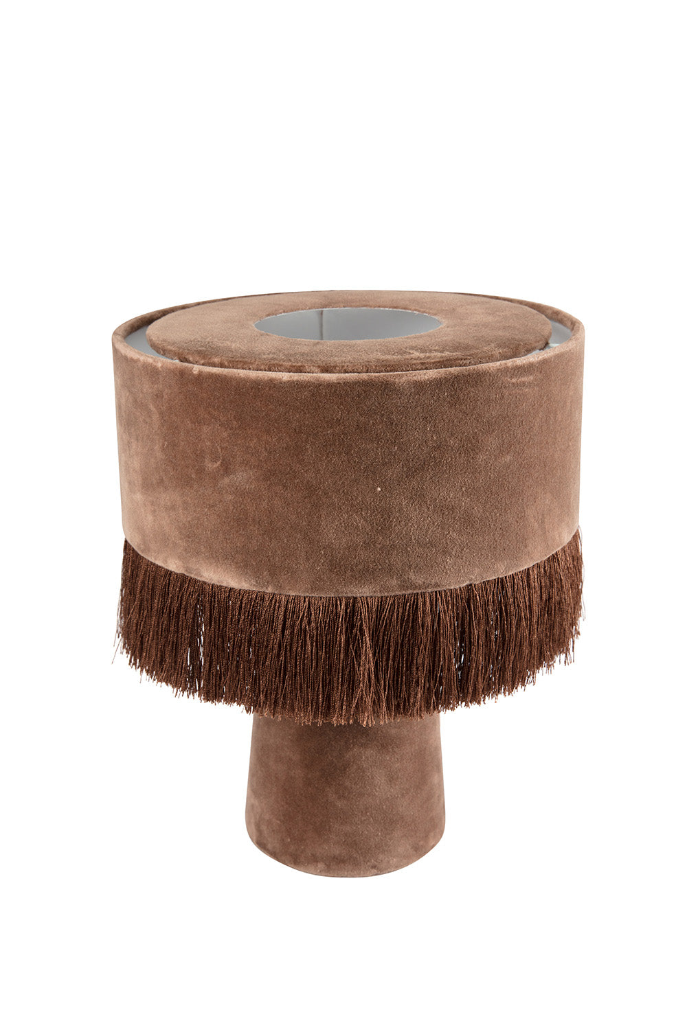Brown Velvet Mushroom Mini Lamp With Fringe