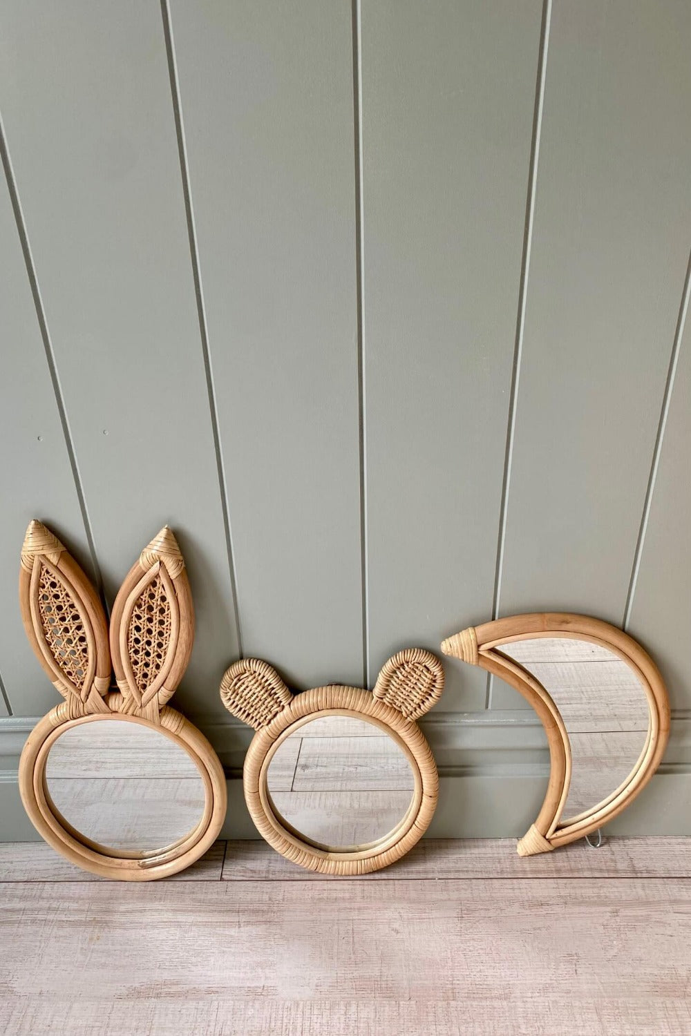 Wicker and cane mirror