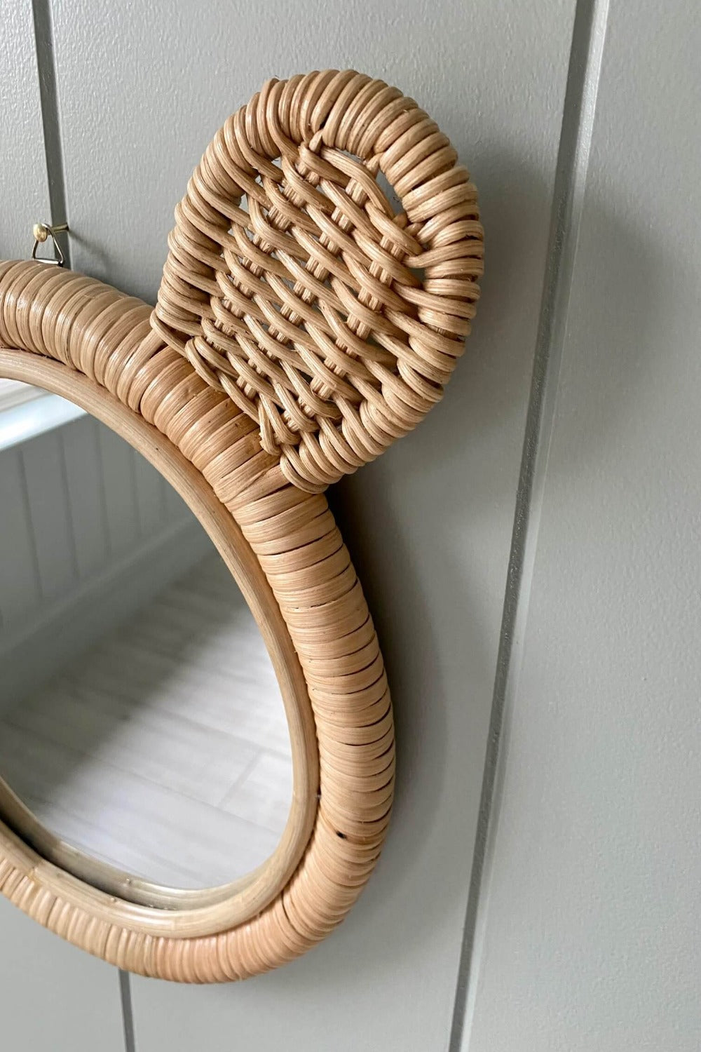 Wicker and cane mirror