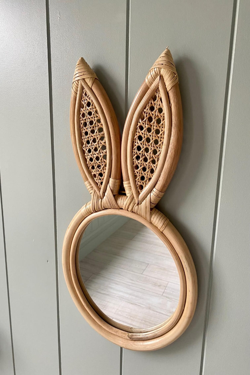 Wicker and cane mirror