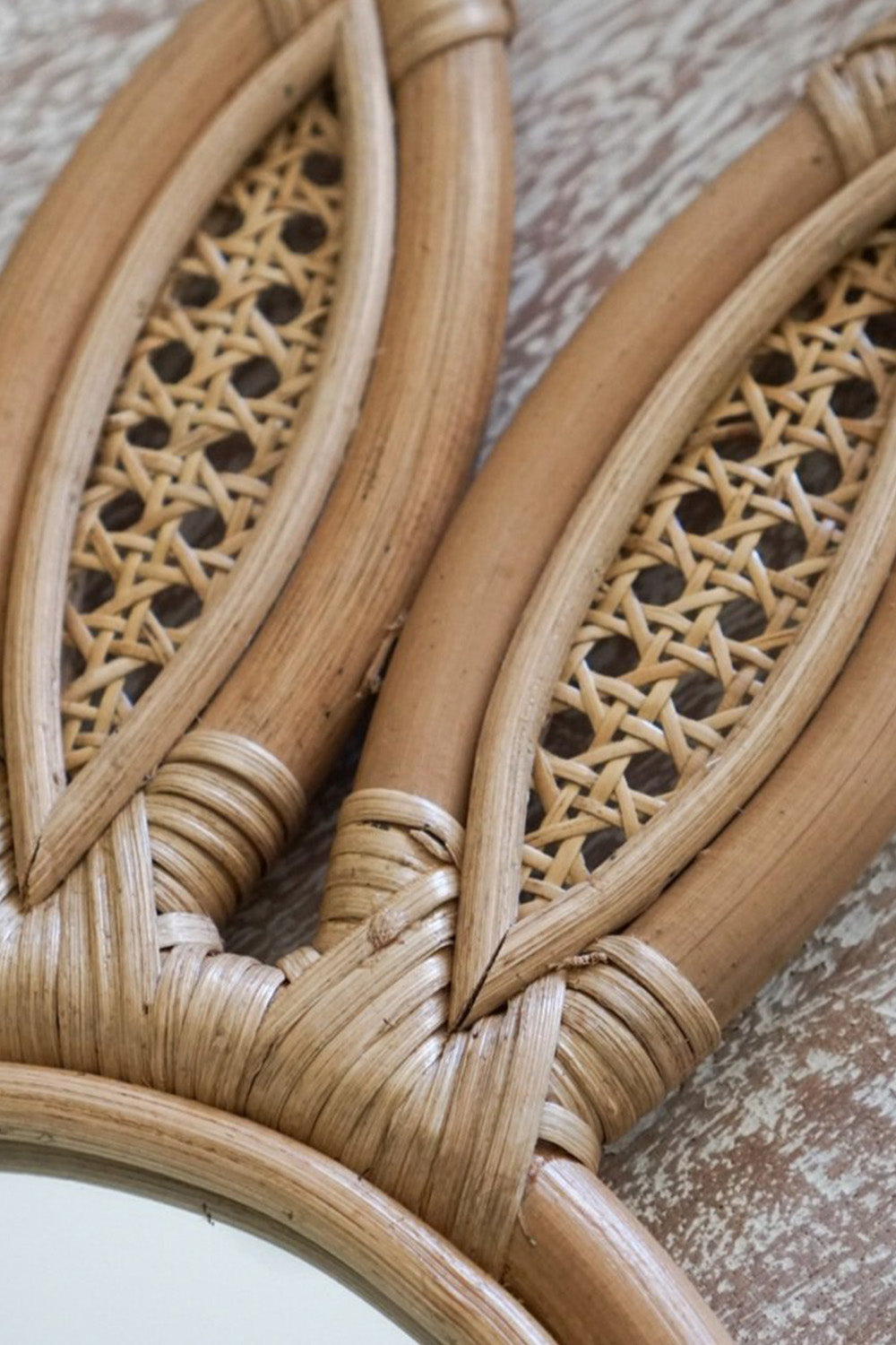 Wicker and cane mirror