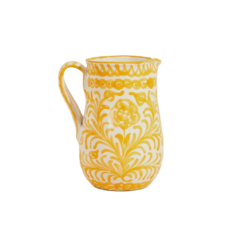 handmade spanish ceramic yellow pitcher