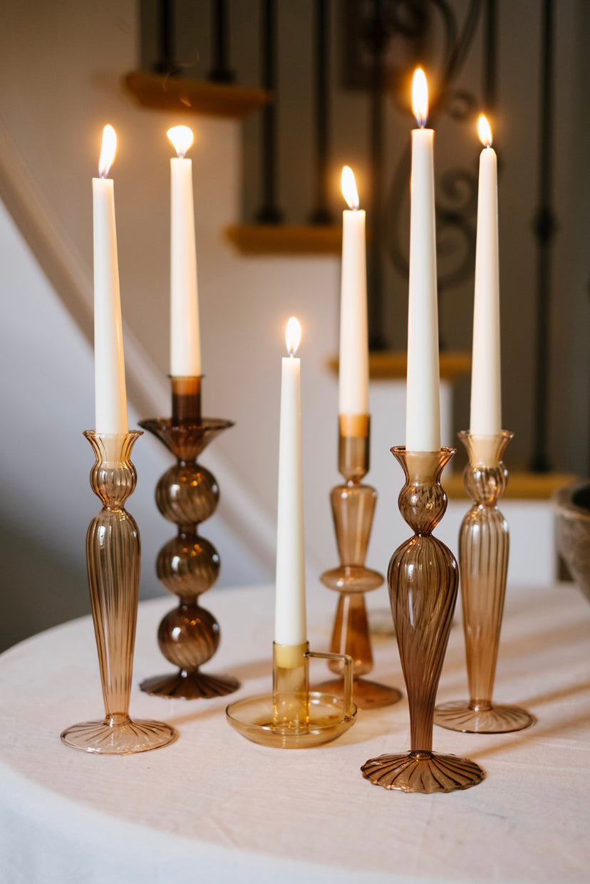 rust glass candle holder