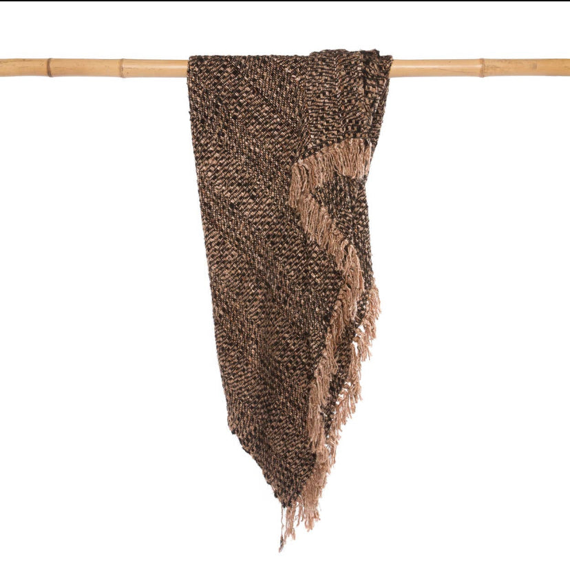 Black And Copper Handwoven Blanket