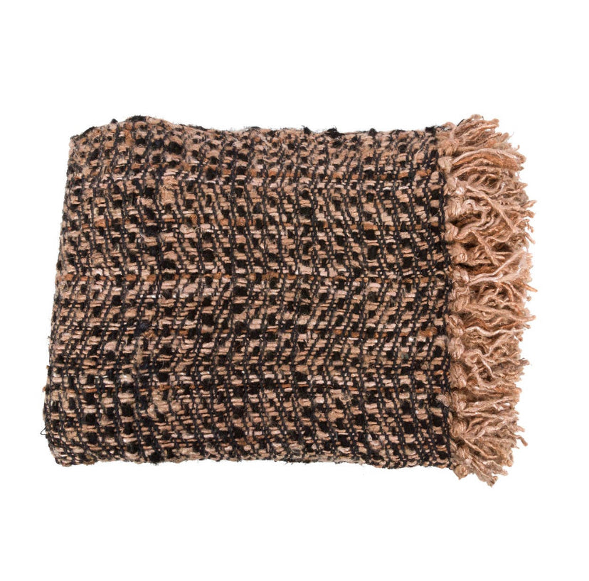 Black And Copper Handwoven Blanket