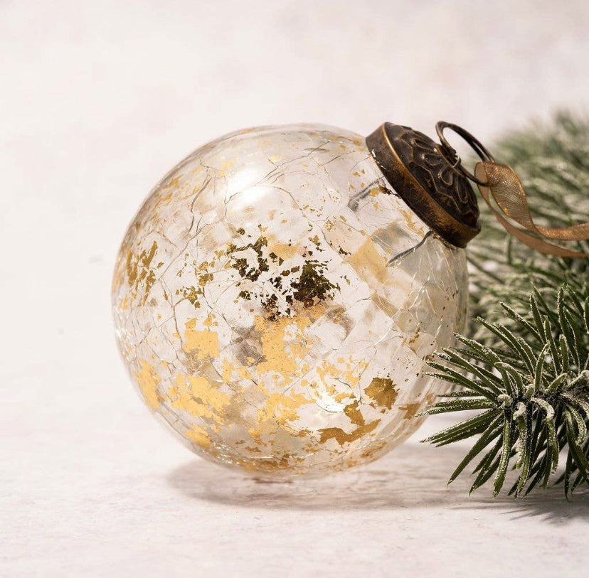 Large gold foil crackle bauble