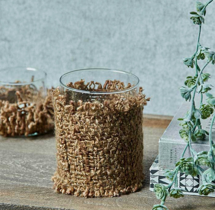 Abigail Ahern Malin candle holder with woven cotton case