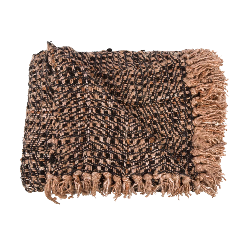 Black And Copper Handwoven Blanket