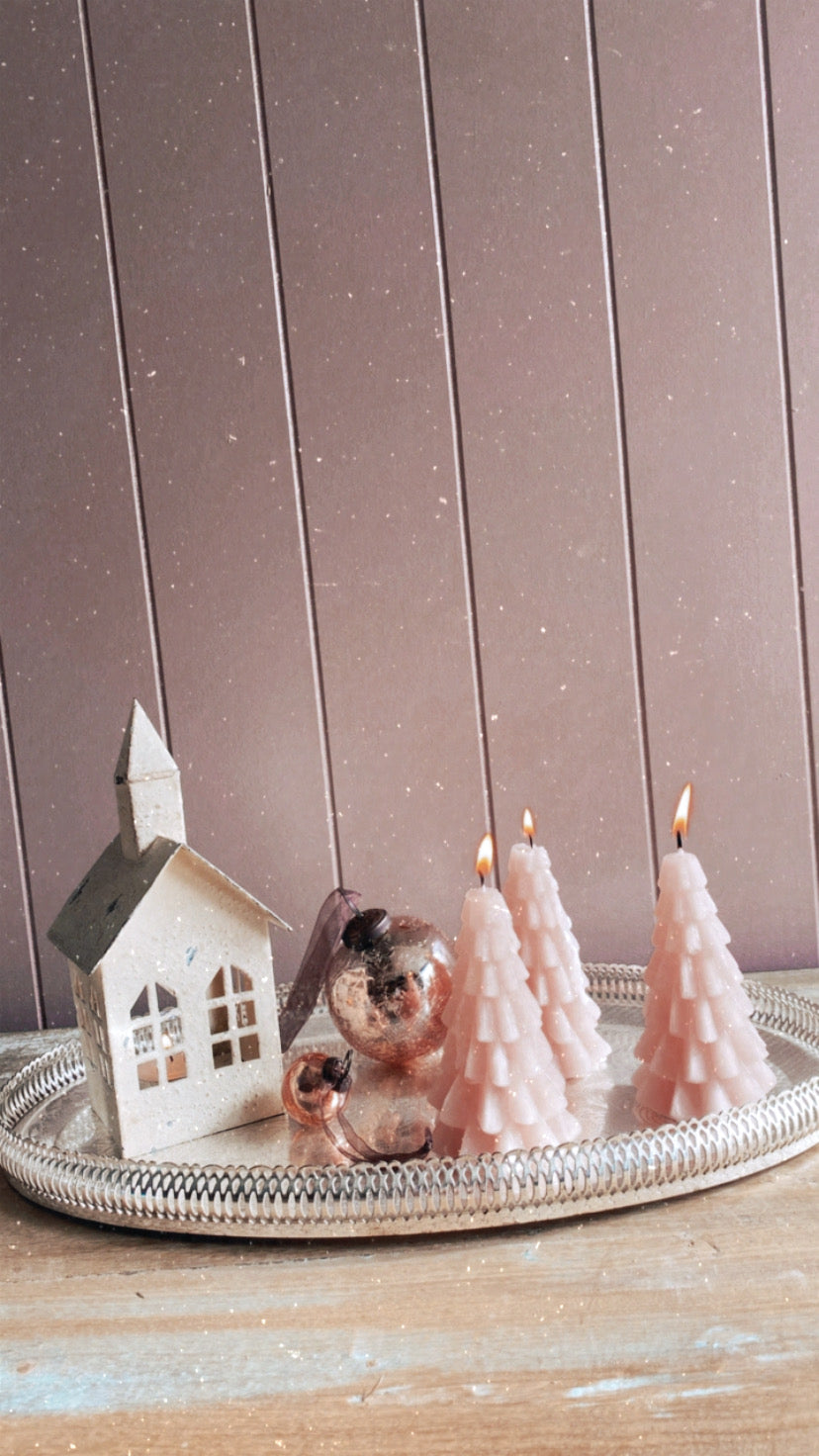 Christmas tree candle, blush