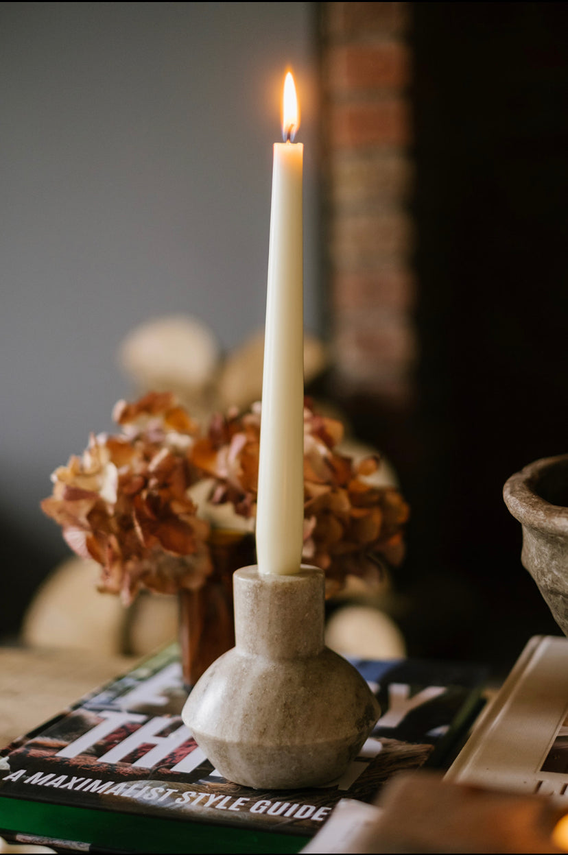 Cream Marble Candle Holder