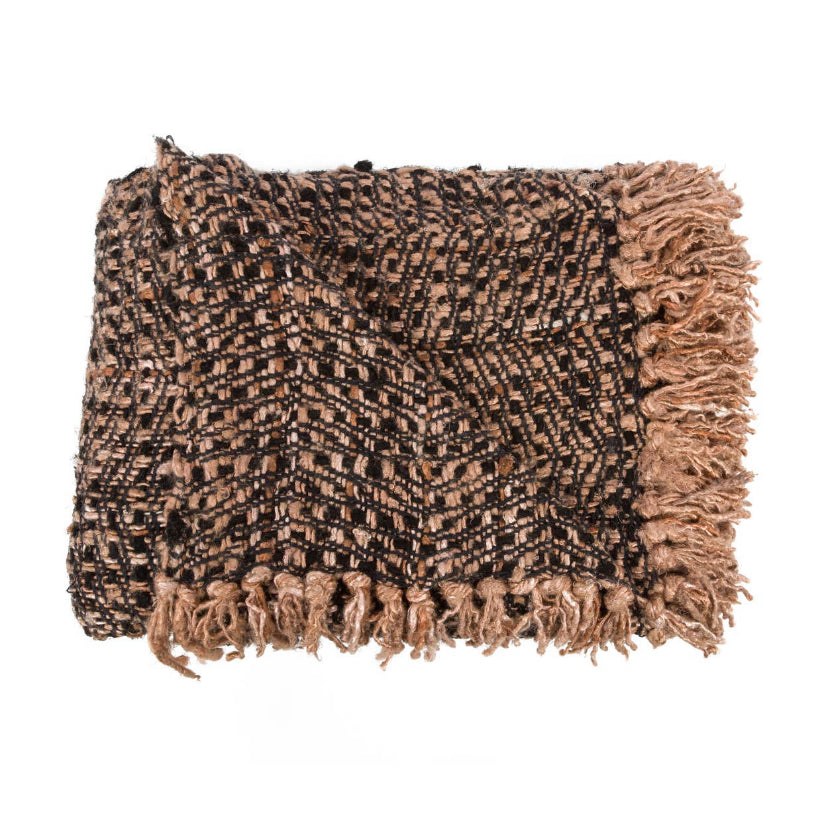 Black And Copper Handwoven Blanket