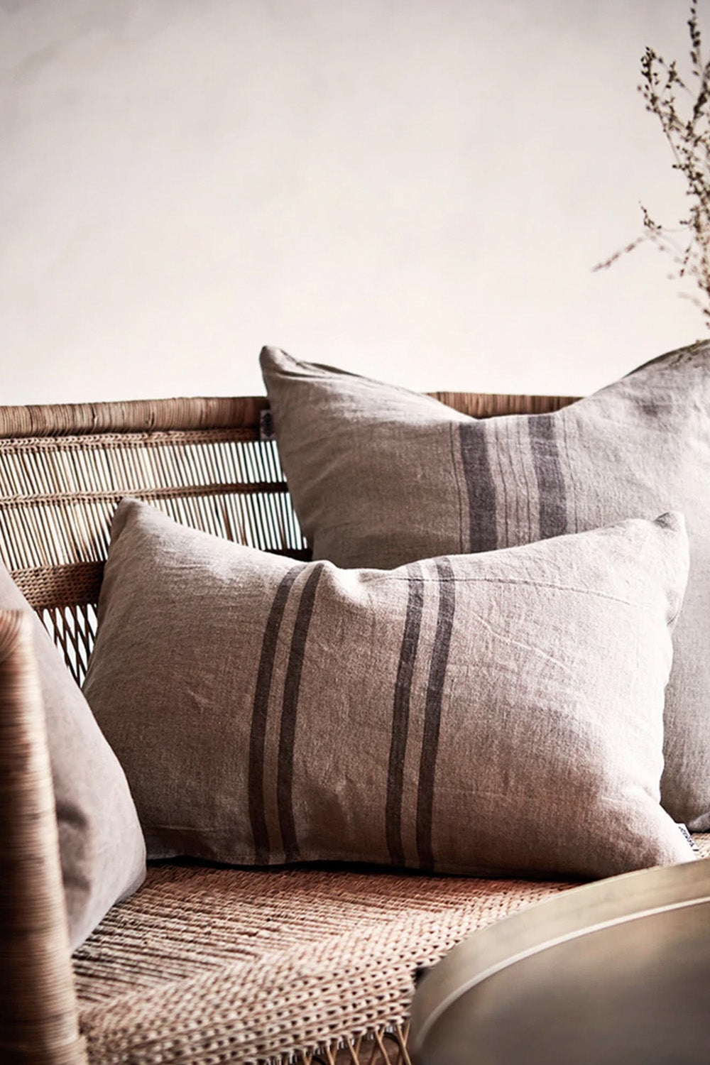 Natural Linen Stripe Cushion Cover