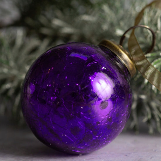 purple crackle glass bauble