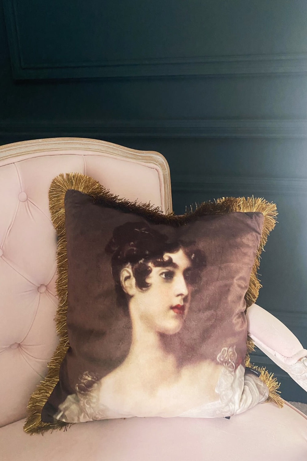 Regency lady cushion with fringes
