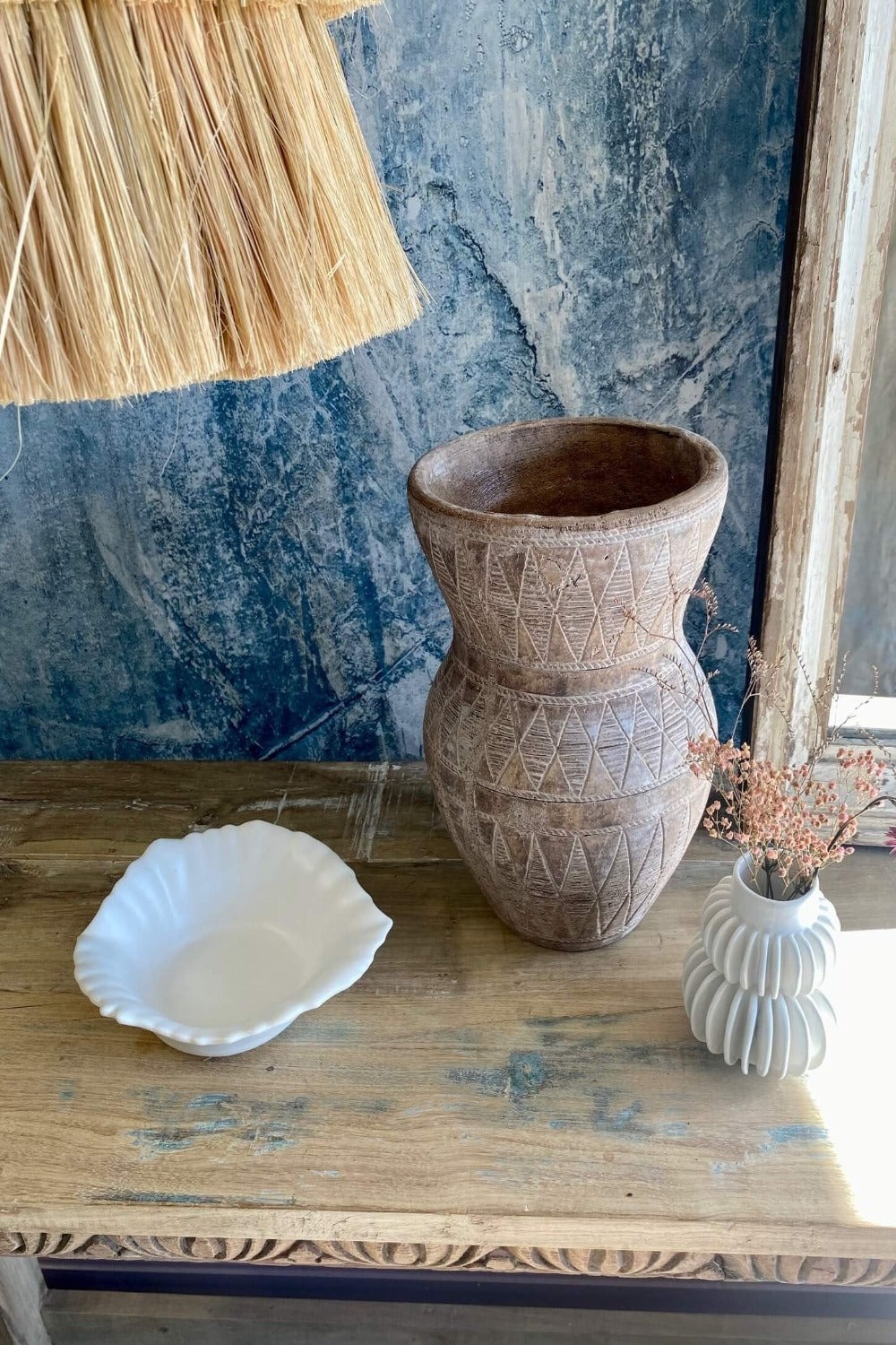 Handmade sculptural bowl in matte white finish