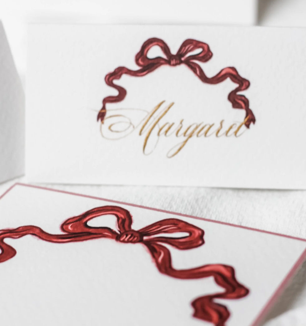 Red Bow Menu Cards