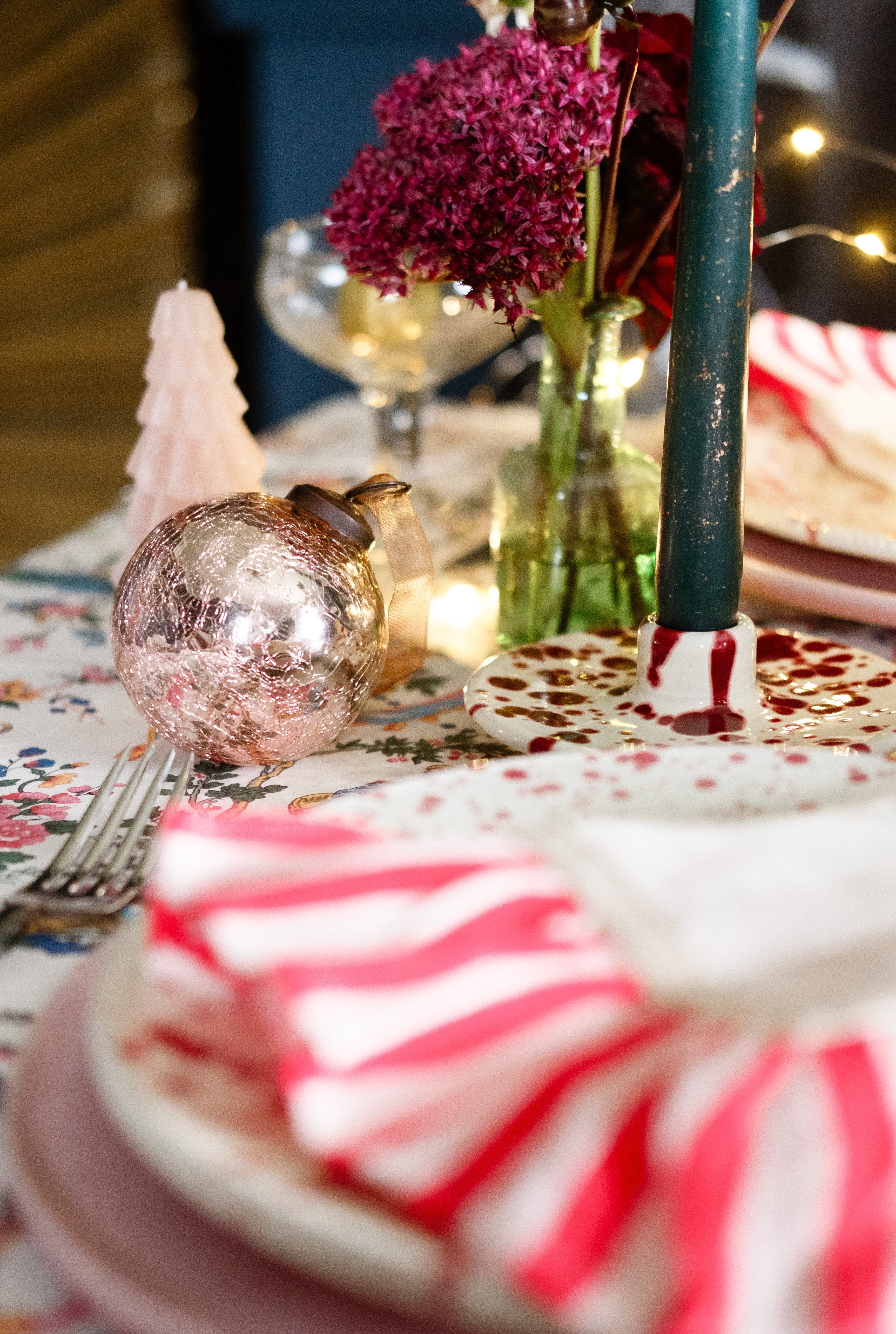 Italian ceramic splatterware candle holder