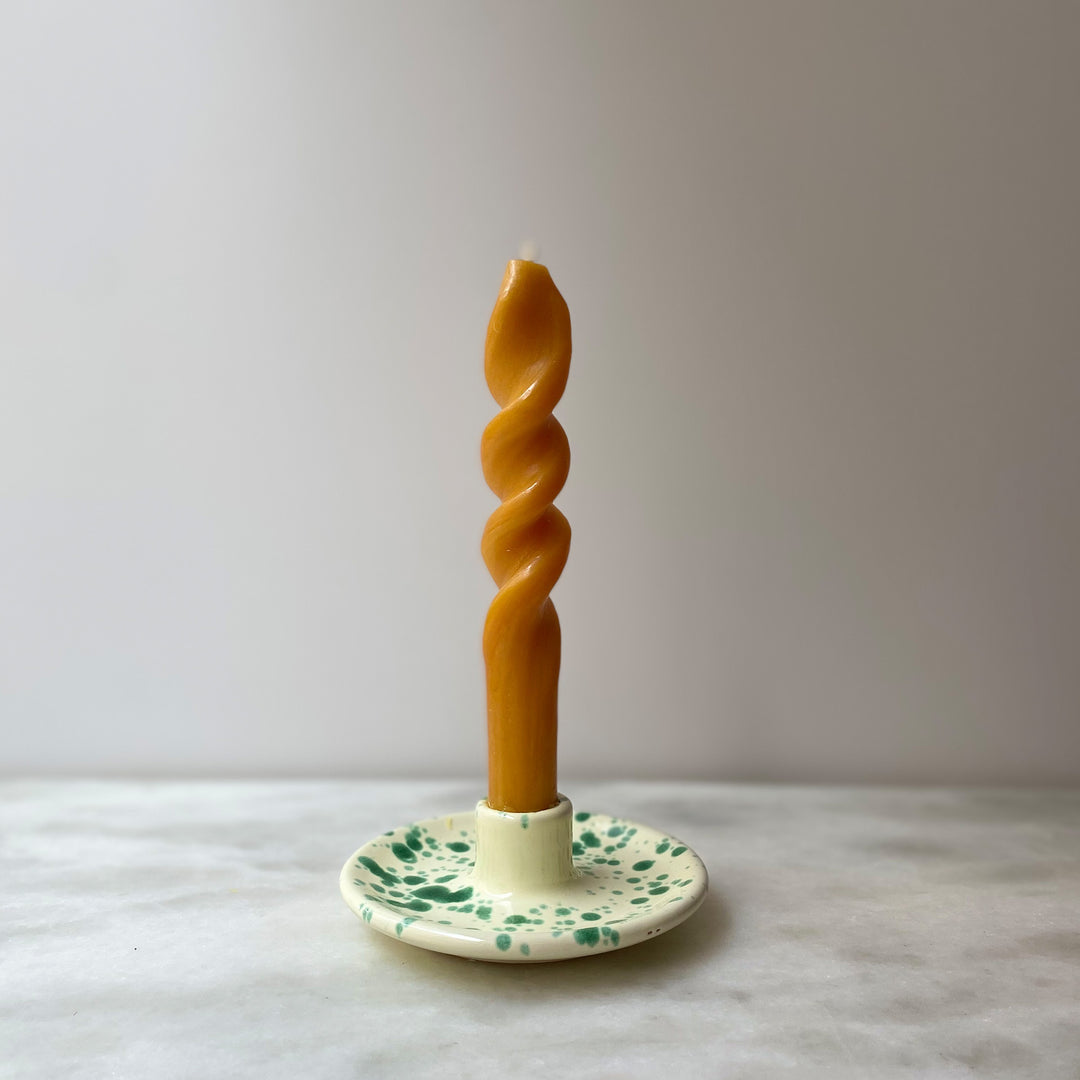 Italian ceramic splatterware candle holder