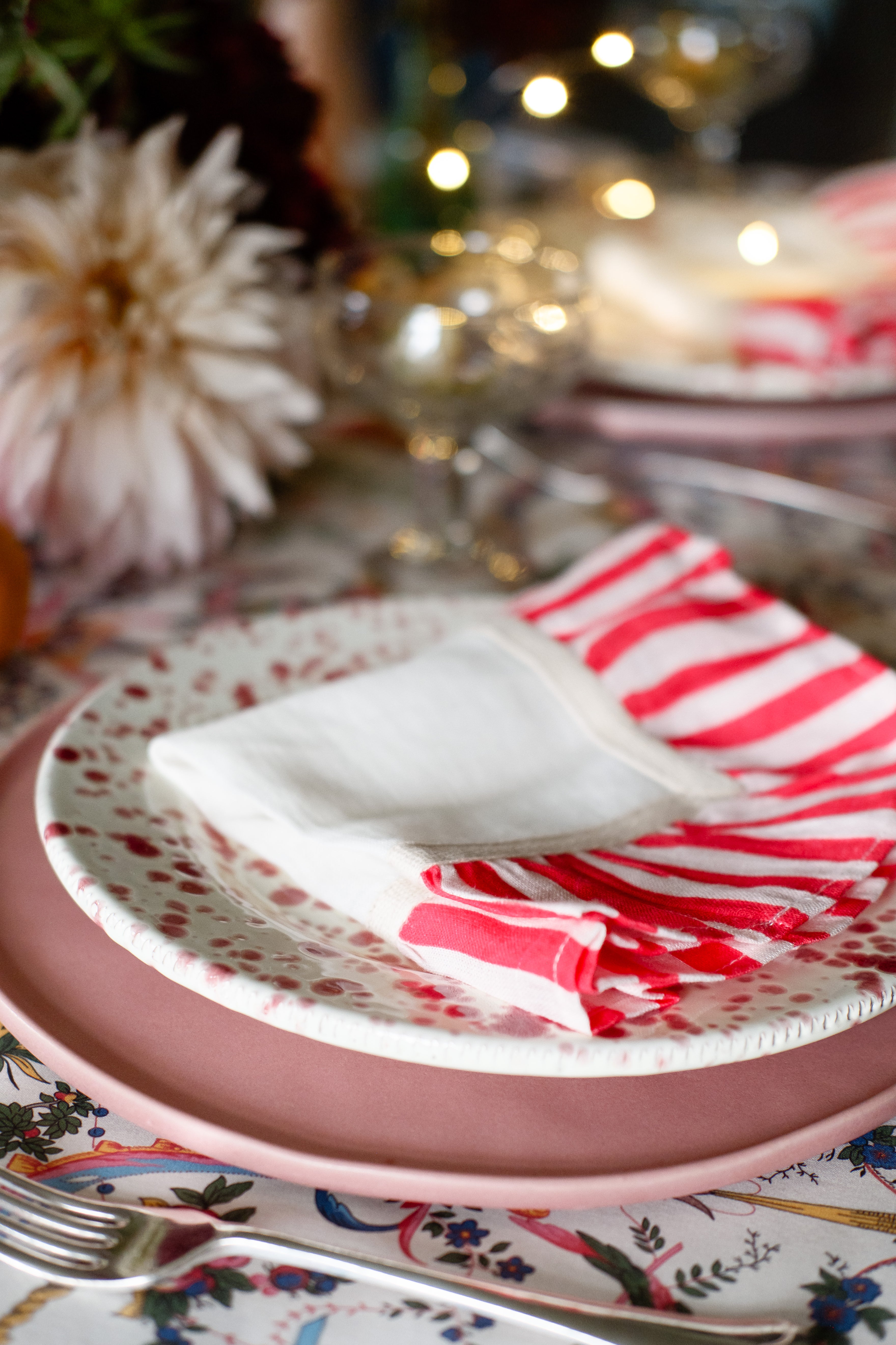 Italian ceramic cranberry splatter dinner plate