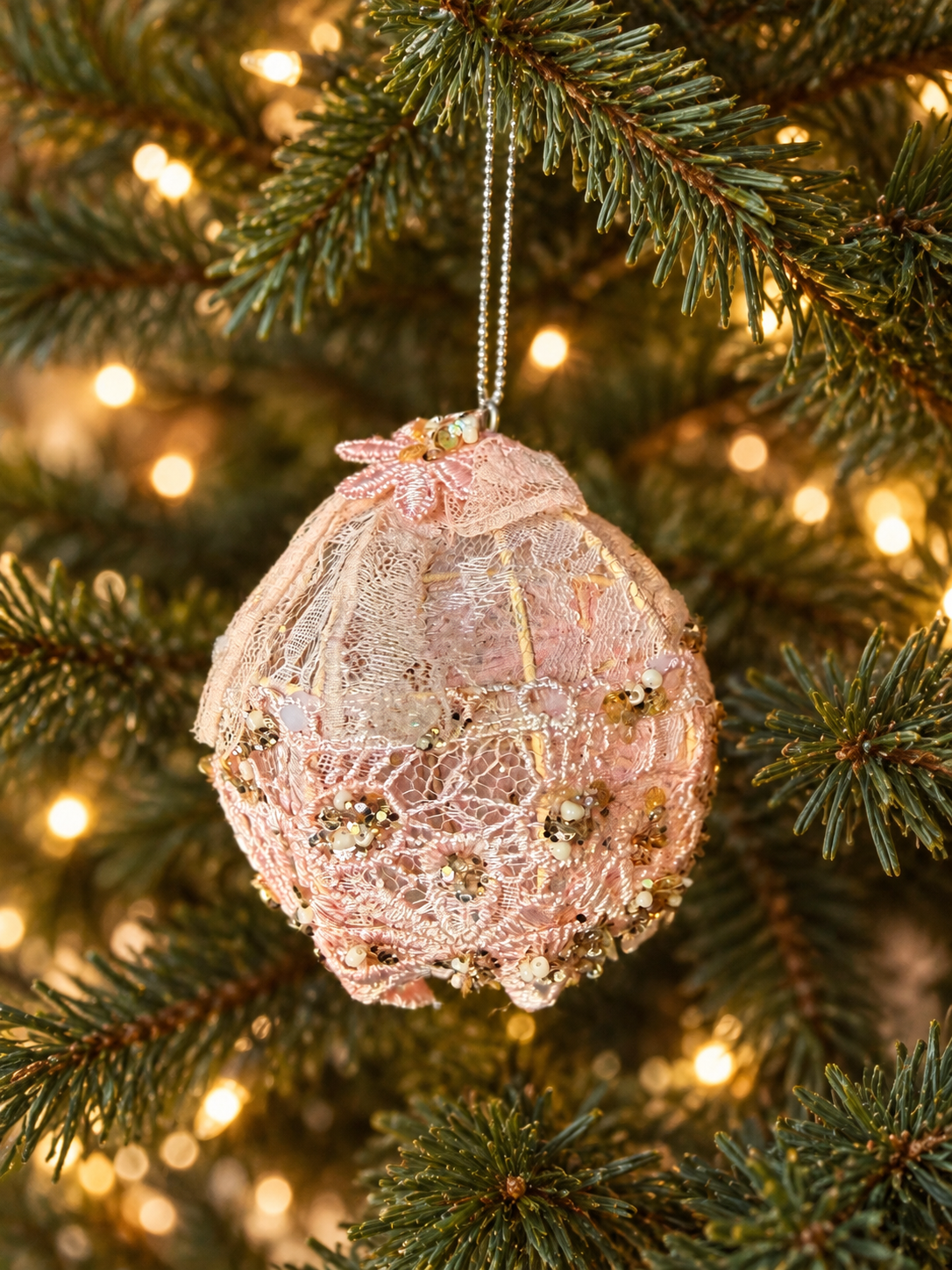 Blush Lace Hanging Tree Decorations
