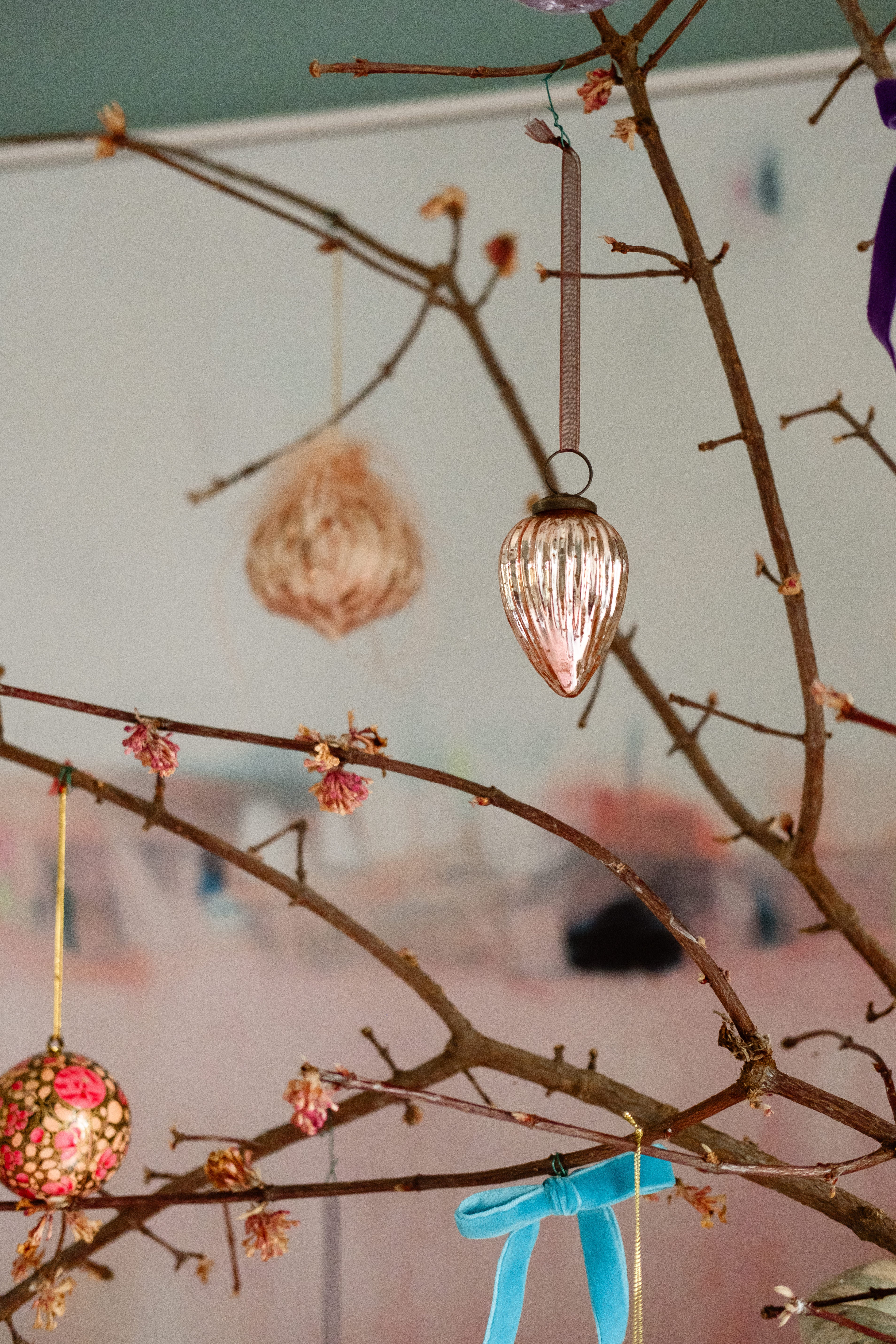 Blush feather ornament