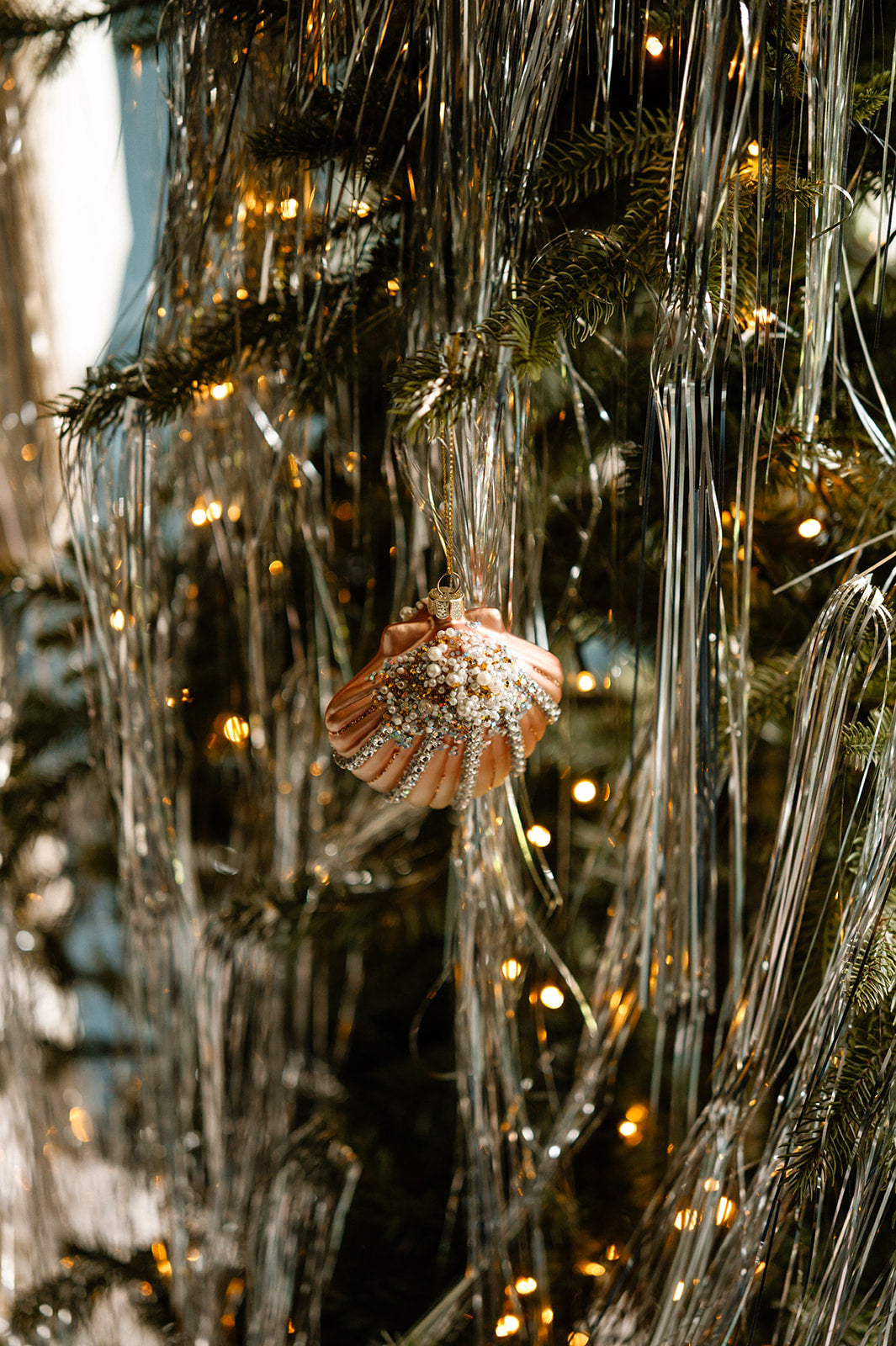 Embellished Glass Shell Ornament