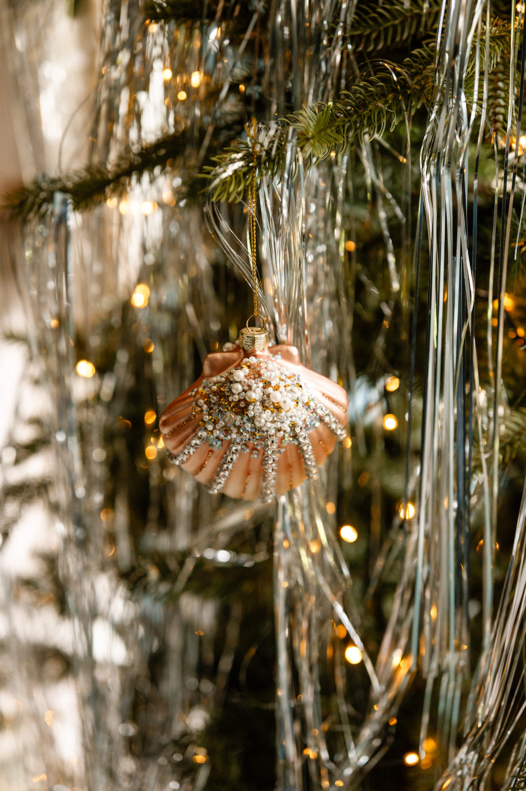 Embellished Glass Shell Ornament