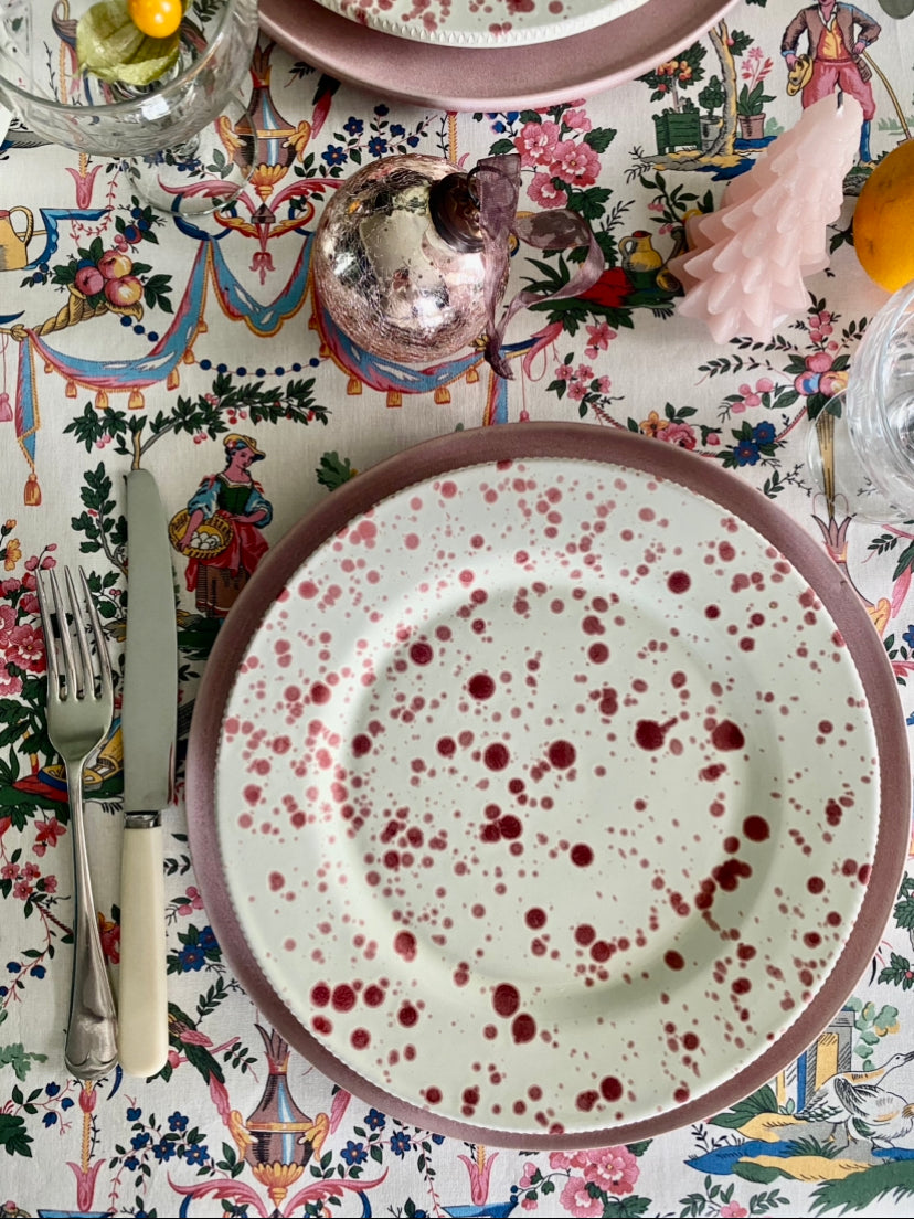 Italian ceramic cranberry splatter dinner plate