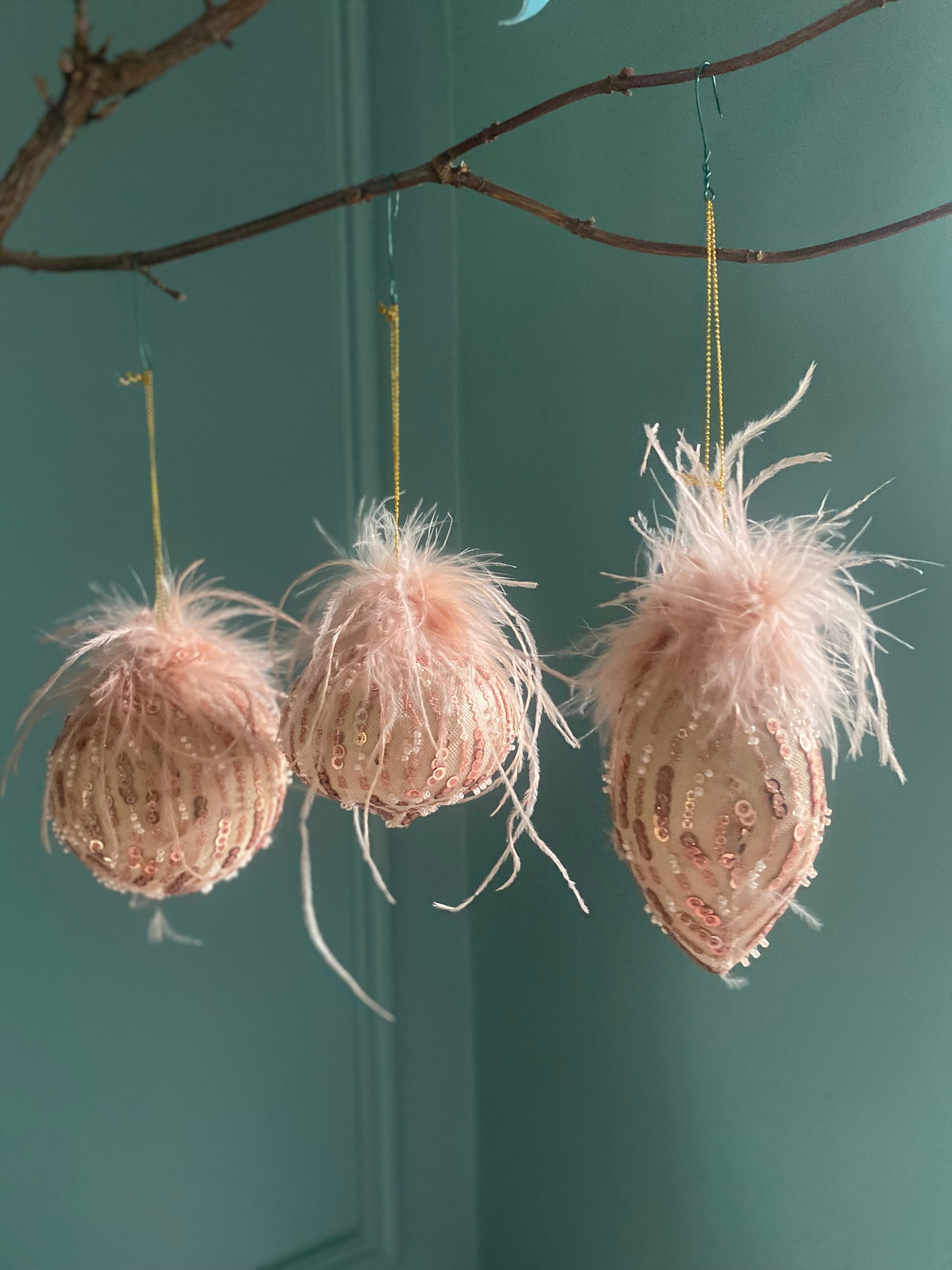 Blush feather ornament