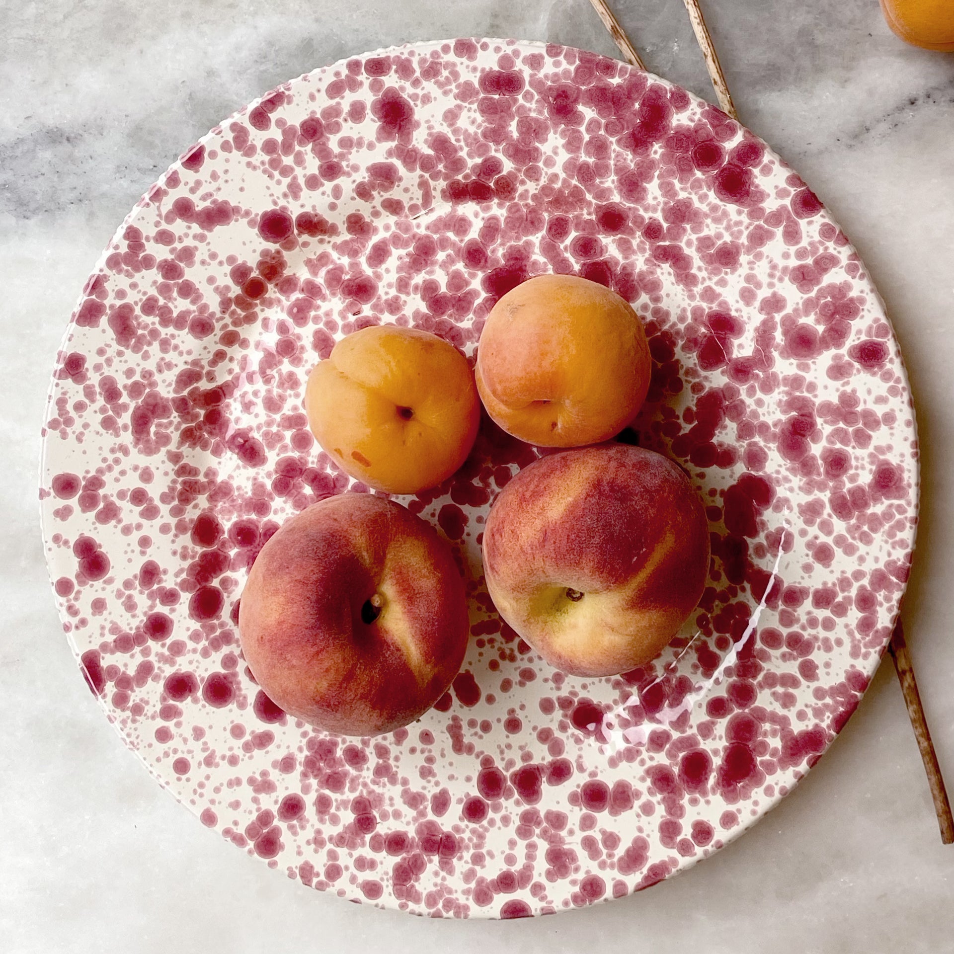 Italian ceramic cranberry splatter dinner plate