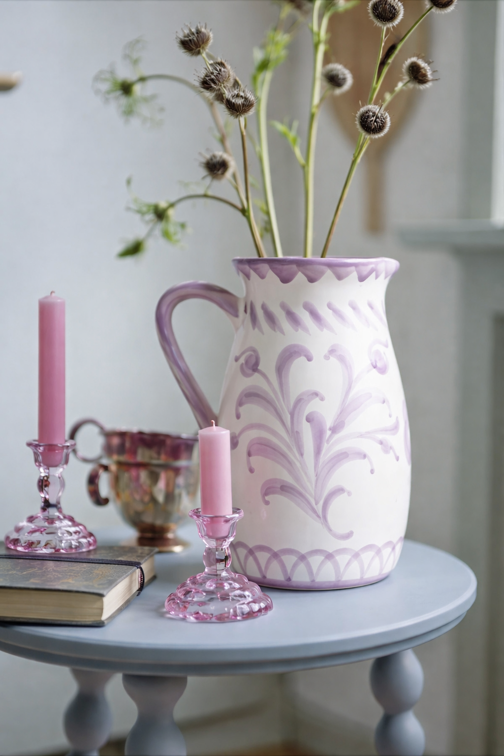 Pastel Blue Bobbin Side Table - Amber + Willow