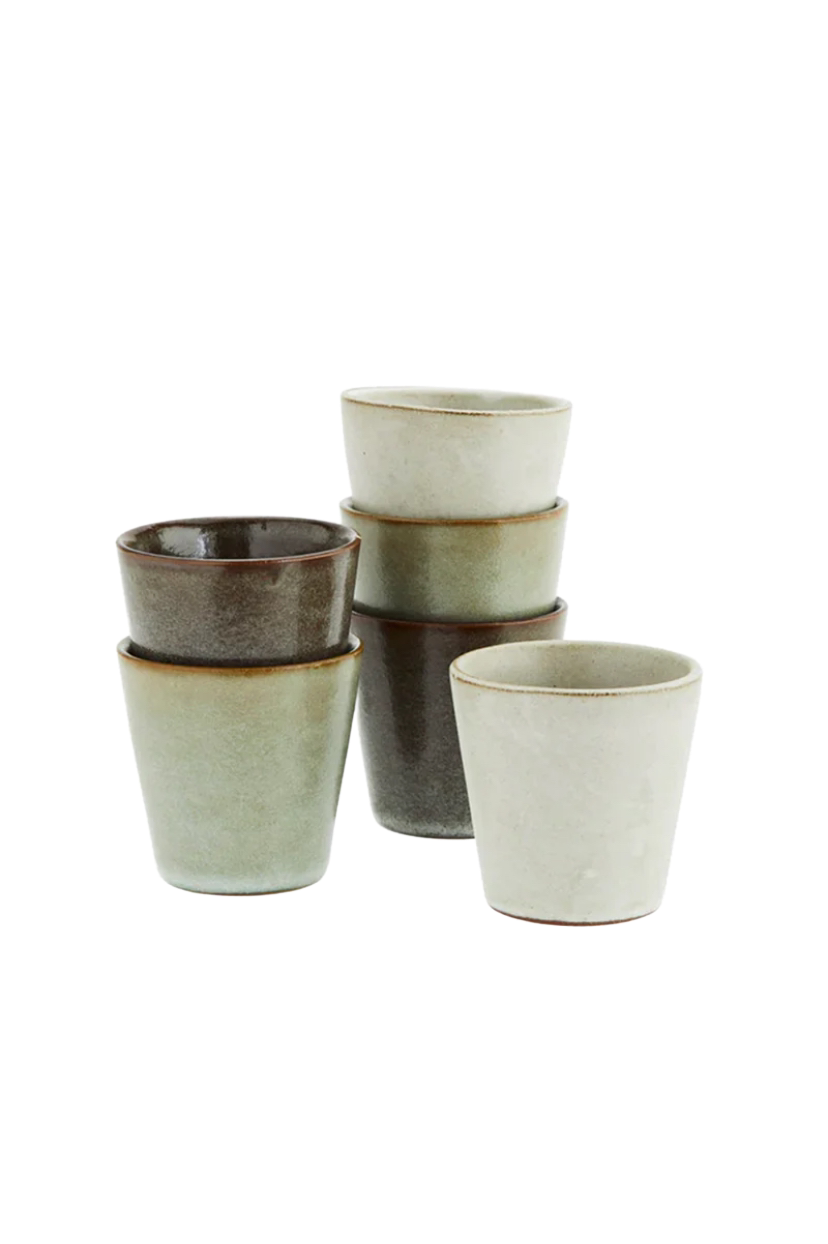 stoneware cups, set of 6