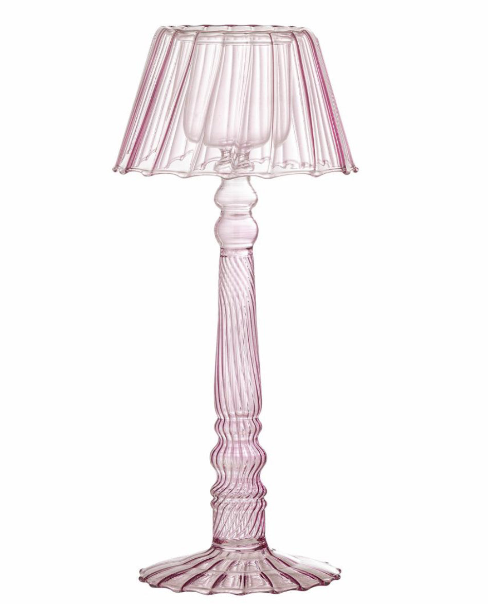Pink Glass T light Holder