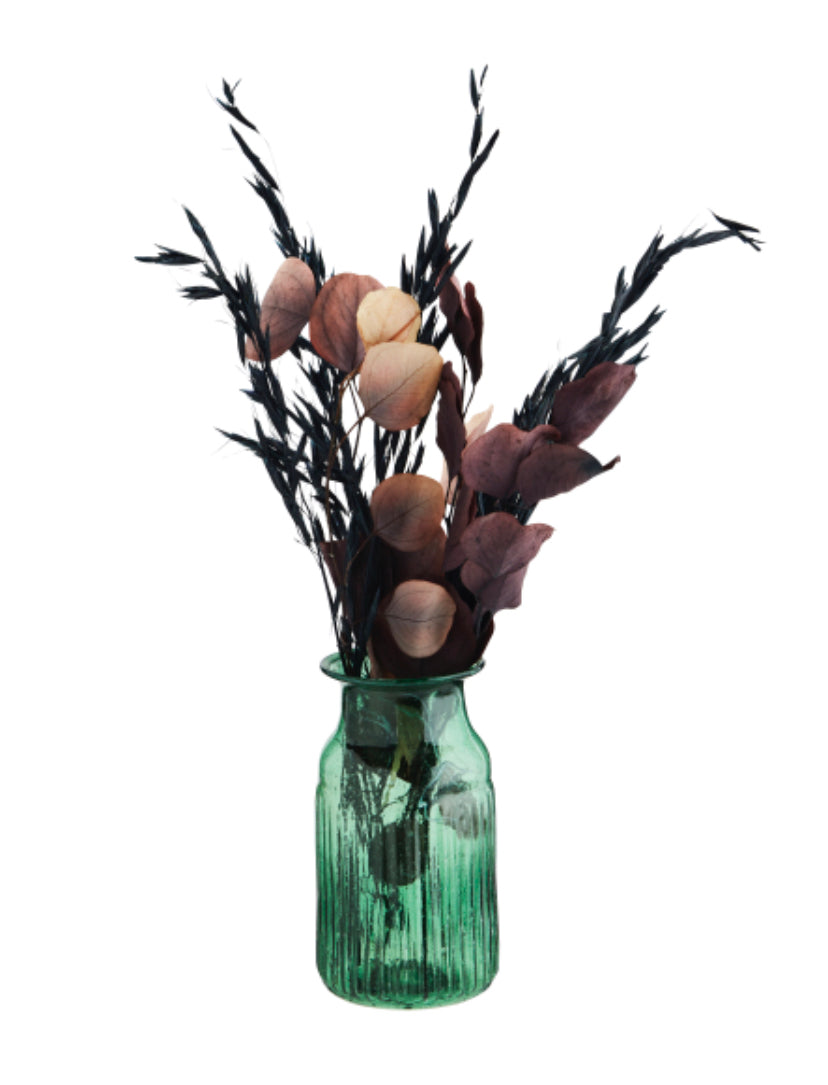 recycled ribbed glass vase
