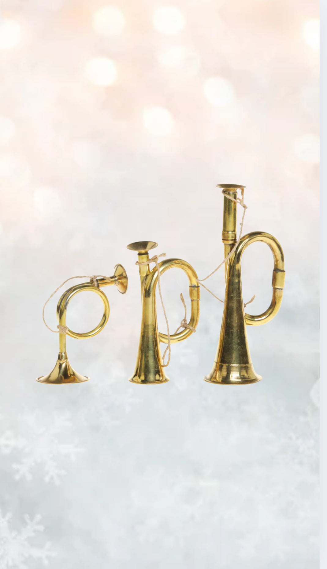 Set of 3 Vintage Brass Trumpets