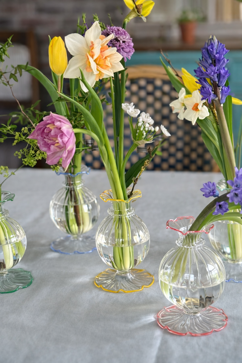Frilly Edge Glass Bud Vase - Amber + Willow