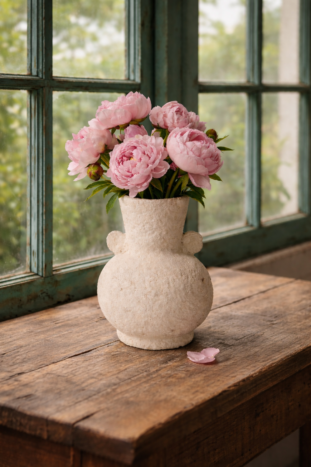 Textured Cream Vase - Amber + Willow