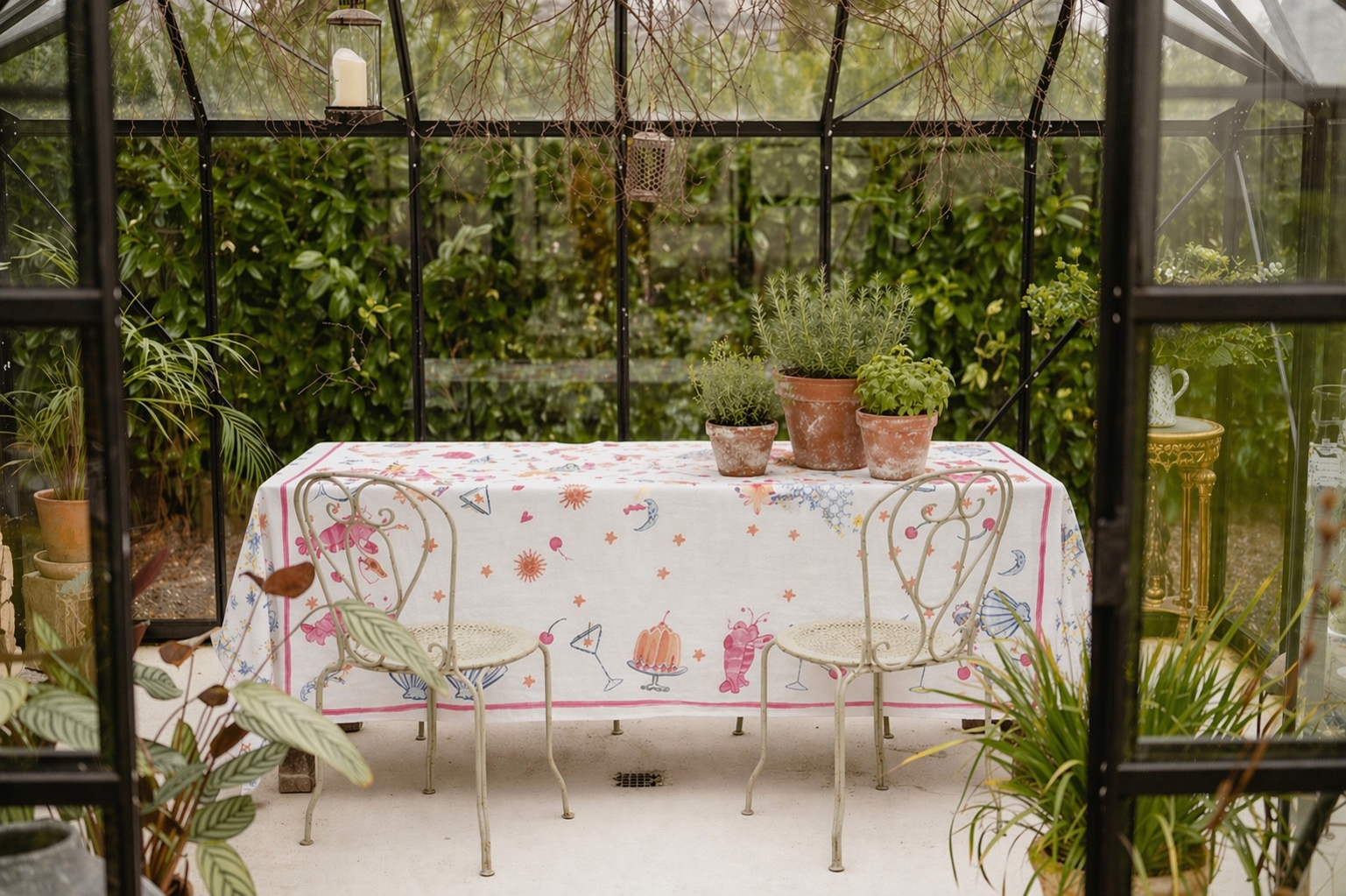 Hand Illustrated Linen Tablecloth