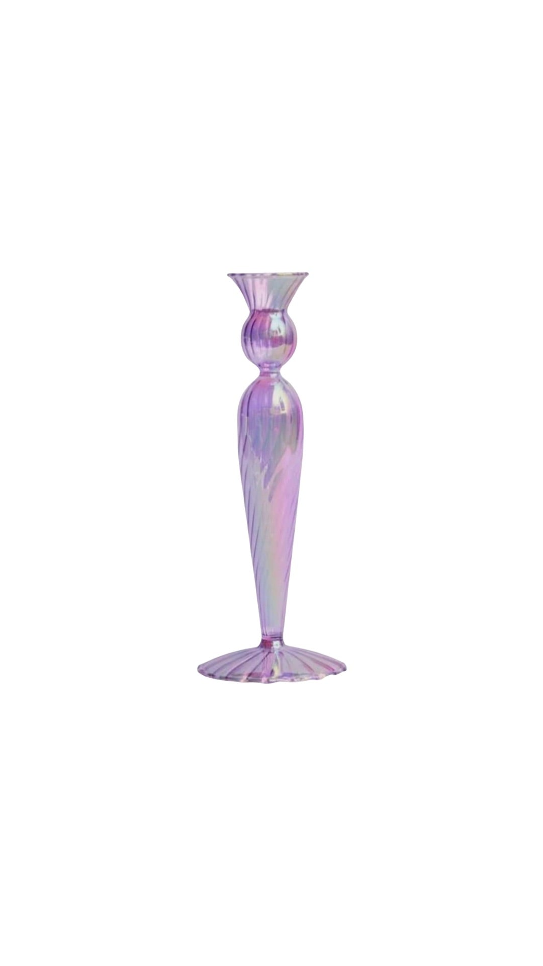 Rainbow lilac glass candlestick